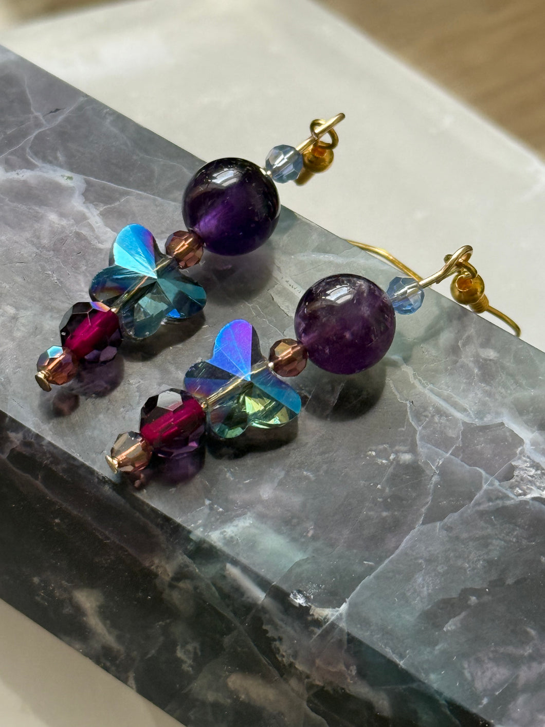 Amethyst butterfly earrings