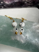 Load image into Gallery viewer, Howlite evil eye earrings
