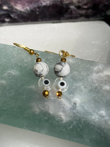 Howlite evil eye earrings