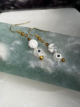 Load image into Gallery viewer, Howlite evil eye earrings
