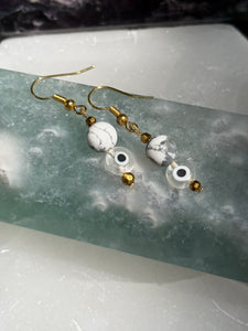 Howlite evil eye earrings