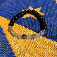 Load image into Gallery viewer, Rainbow fluorite &amp; obsidian bracelet
